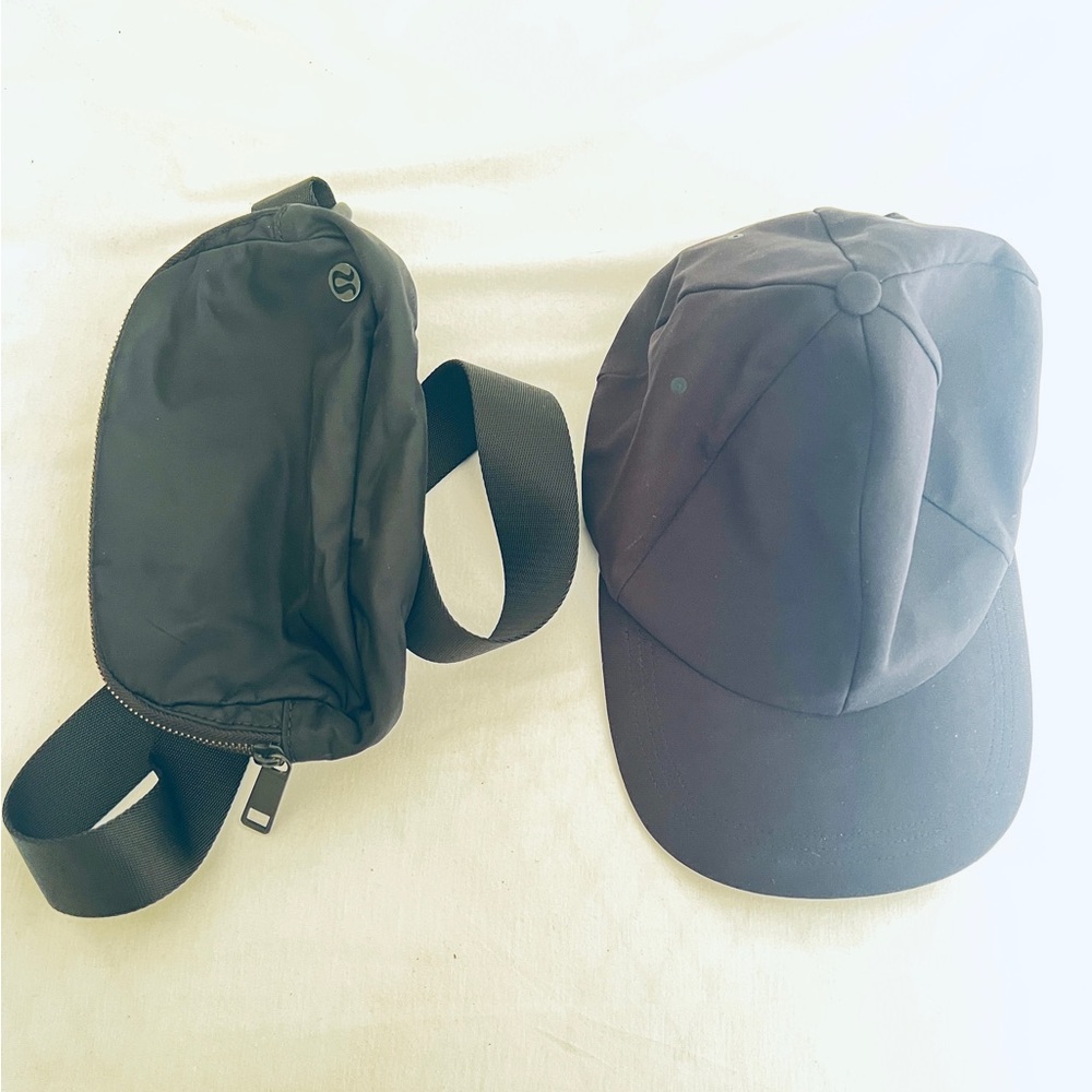 lululemon athletica Black Hat and Belt Bag Set